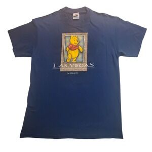 Vintage Disney Store Winnie the Pooh Las Vegas Navy Blue T-Shirt Mens Large L